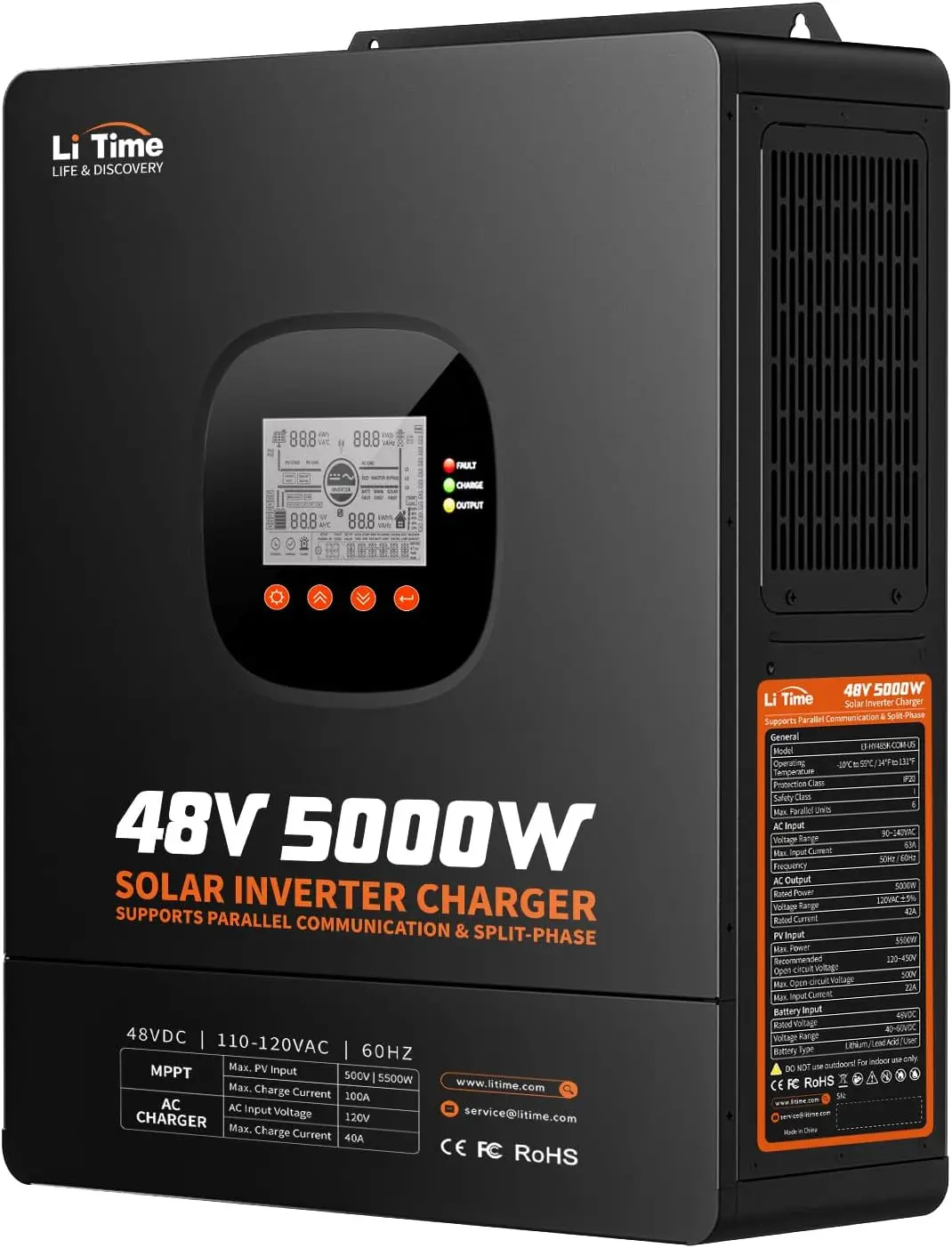 Parallel Solar Inverter 48V 5000W Mppt - Гибридный солнечный инвертор-зарядное устройство LiTime 5000