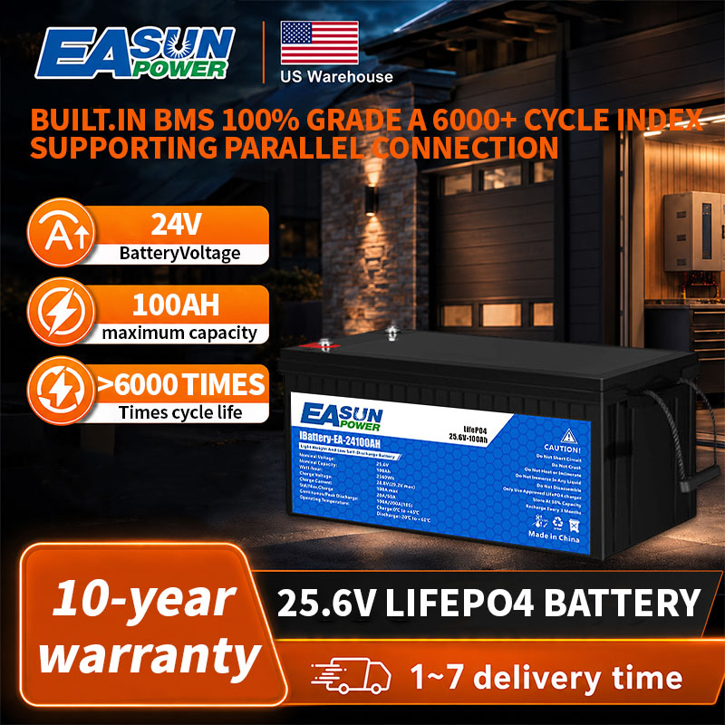 Grid Tie Inverter Limiter 2000W - EASUN POWER 24В LiFePO4 аккумулятор 100Ач