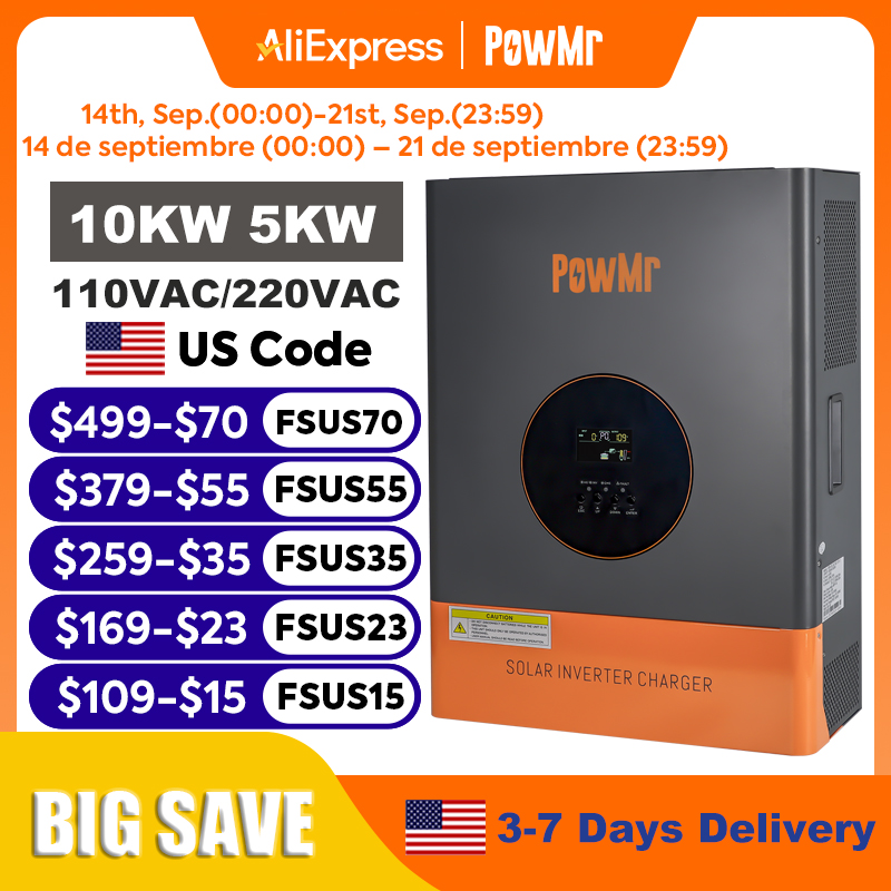 Split Phase Inverter 10Kw 110V 220V - Инвертор PowMr 10 кВт/5 кВт, двухфазный,